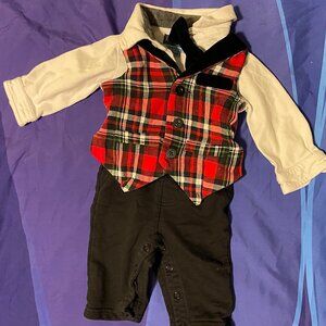 Andy & Evan Baby Boy Formal One Piece Outfit, 3-6 Months, Plaid Christmas Suit